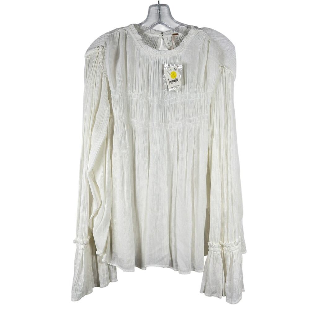 NWT Free People Kelsey Top Large White Bell Sleeves Flowy Top Tunic Outer Banks